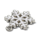 Mini Christmas Snowflake Enamel Charms (10 Pieces) 20x15x1.5 MM White Metal Alloy Pendants For Jewellery Making Decoration Crafts [ac-charm-00002-m4]