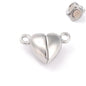 Alloy Magnetic Clasps (5 Pieces) 15x9x5.5 MM Heart Bright Silver Color For Jewellery Making [ac-jwlsupp-00005-m6]