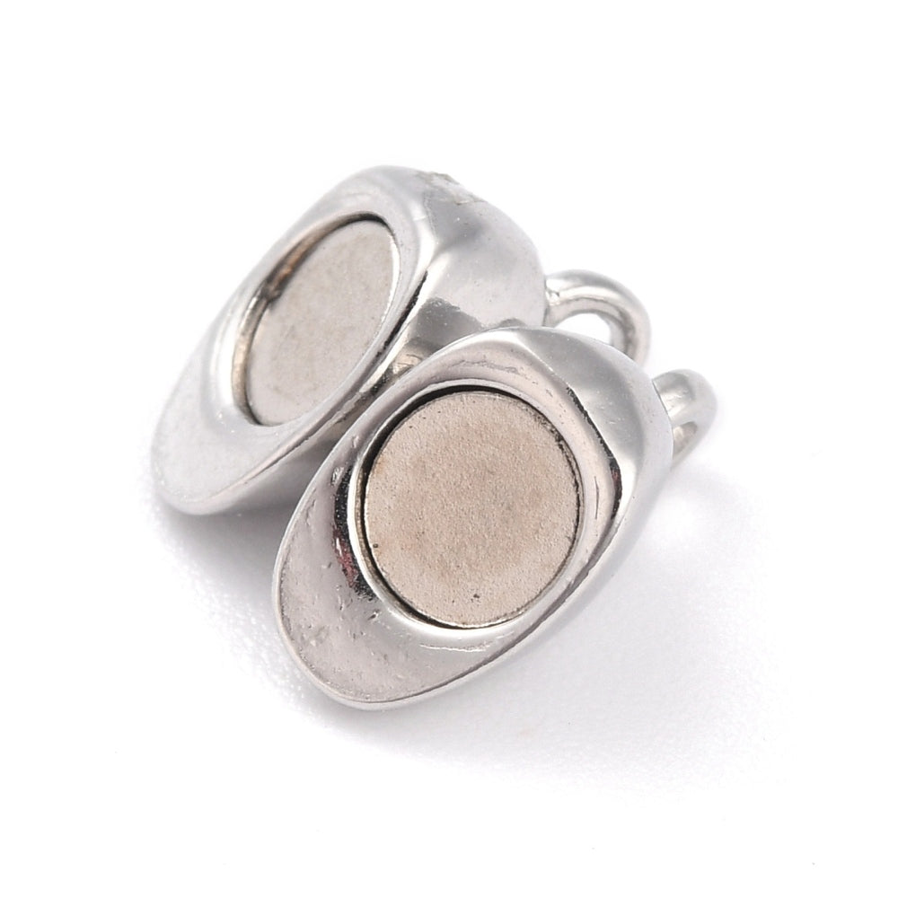 Alloy Magnetic Clasps (5 Pieces) 15x9x5.5 MM Heart Bright Silver Color For Jewellery Making [ac-jwlsupp-00005-m6]