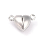 Alloy Magnetic Clasps (5 Pieces) 15x9x5.5 MM Heart Bright Silver Color For Jewellery Making [ac-jwlsupp-00005-m6]