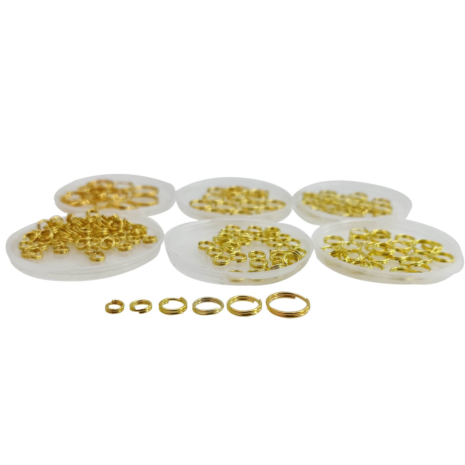 Iron Double Loop Split Jump Rings 4 to 10 MM Range 1.4 MM Thick (250+ Pieces, 25 Grams Wt) Gold Color For Jewellery Making Crafts [ac-jwlsupp-00015-m25]