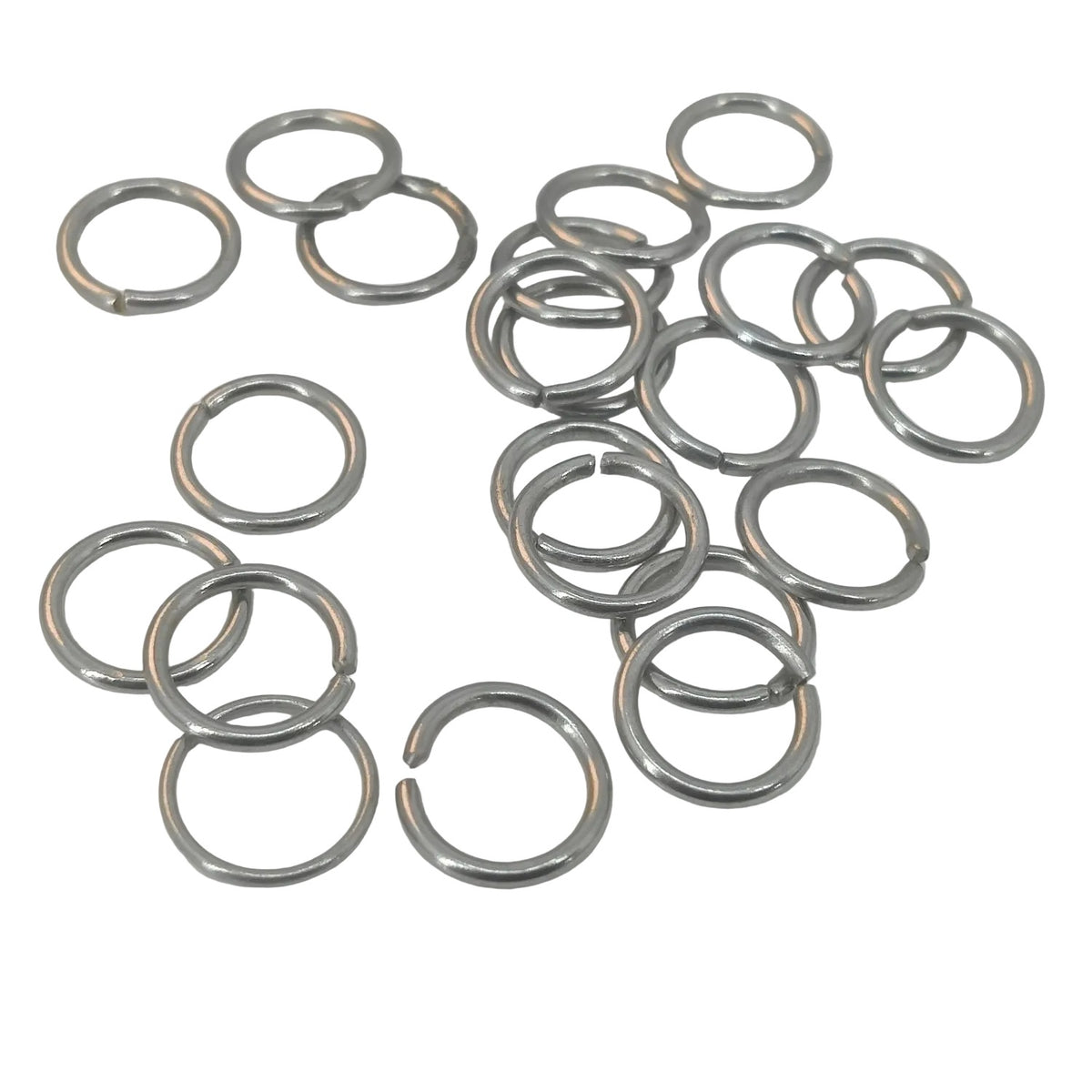 Stiff Chromium Plated Jump Rings 10x1.25 MM (60+ Pieces, 25 GMs Wt) MS Mild Steel Round Silver Color For Key Chains Jewellery Making DIY Crafts