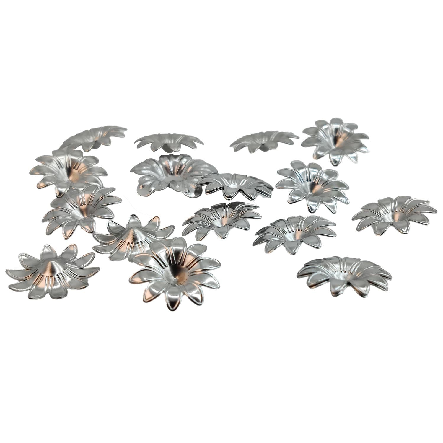 Tarnish Resistant 304-Stainless Steel No-Hole Bead Caps (10 Pieces) 18x4 MM Silver Color Flower For Jewellery Making Decoration Crafts [ac-jwlsupp-00016-m1]
