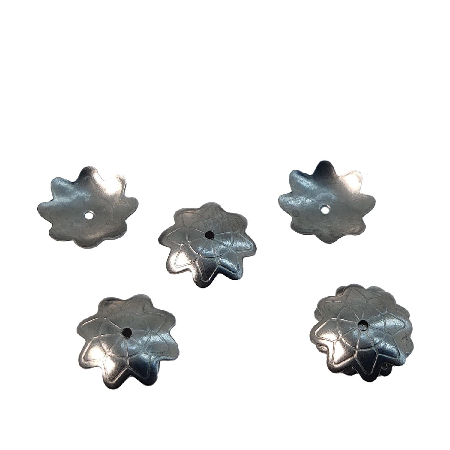 Tarnish Resistant 304-Stainless Steel Bead Caps (10 Pieces) 10x2 MM Silver Color Flower For Jewellery Making Decoration Crafts [ac-jwlsupp-00016-m2]