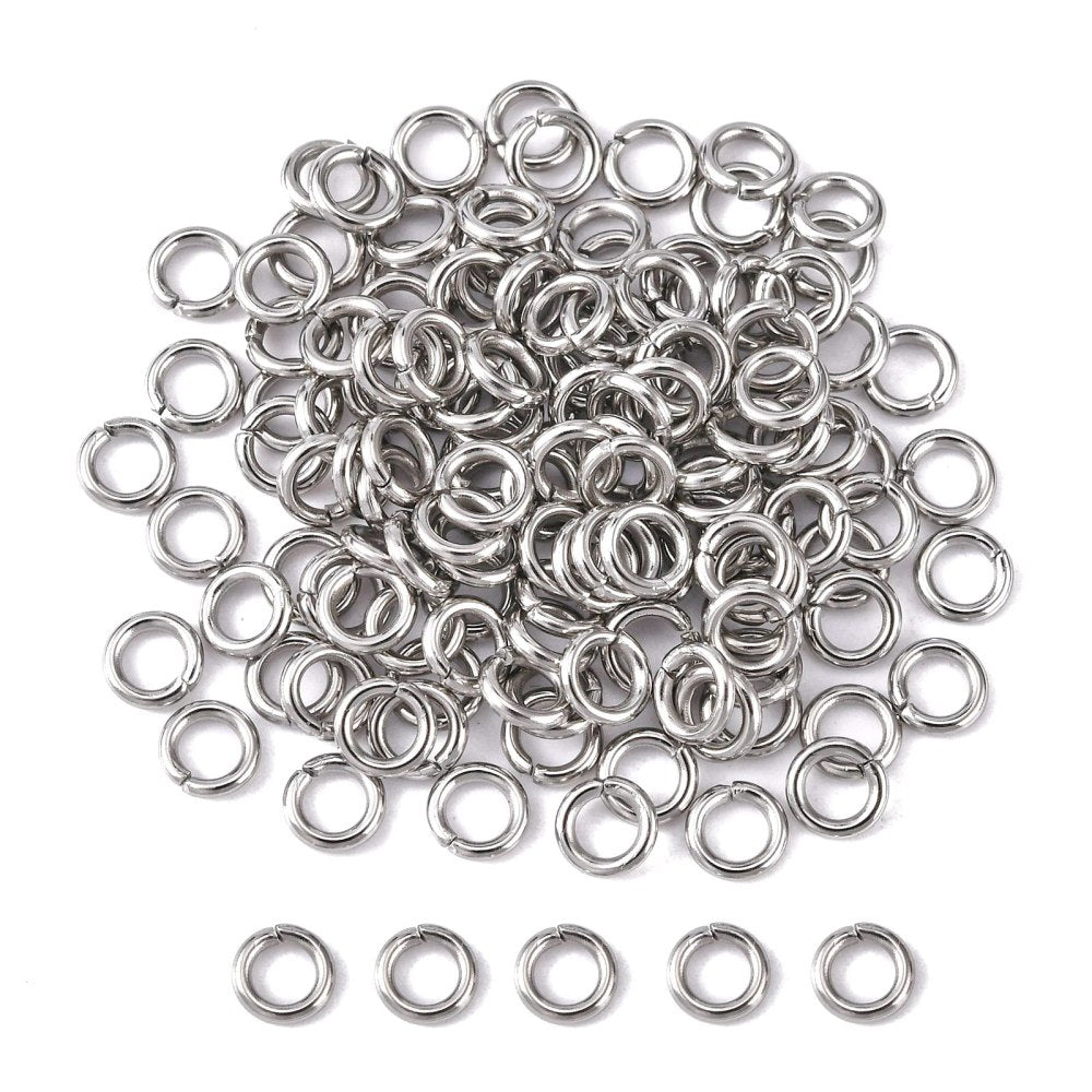Tarnish Resistant 304-Stainless Steel Jump Rings 5x1 MM (125+ Pieces, 10 Grams) Silver Color For Jewellery Making [ac-jwlsupp-00017-m6]