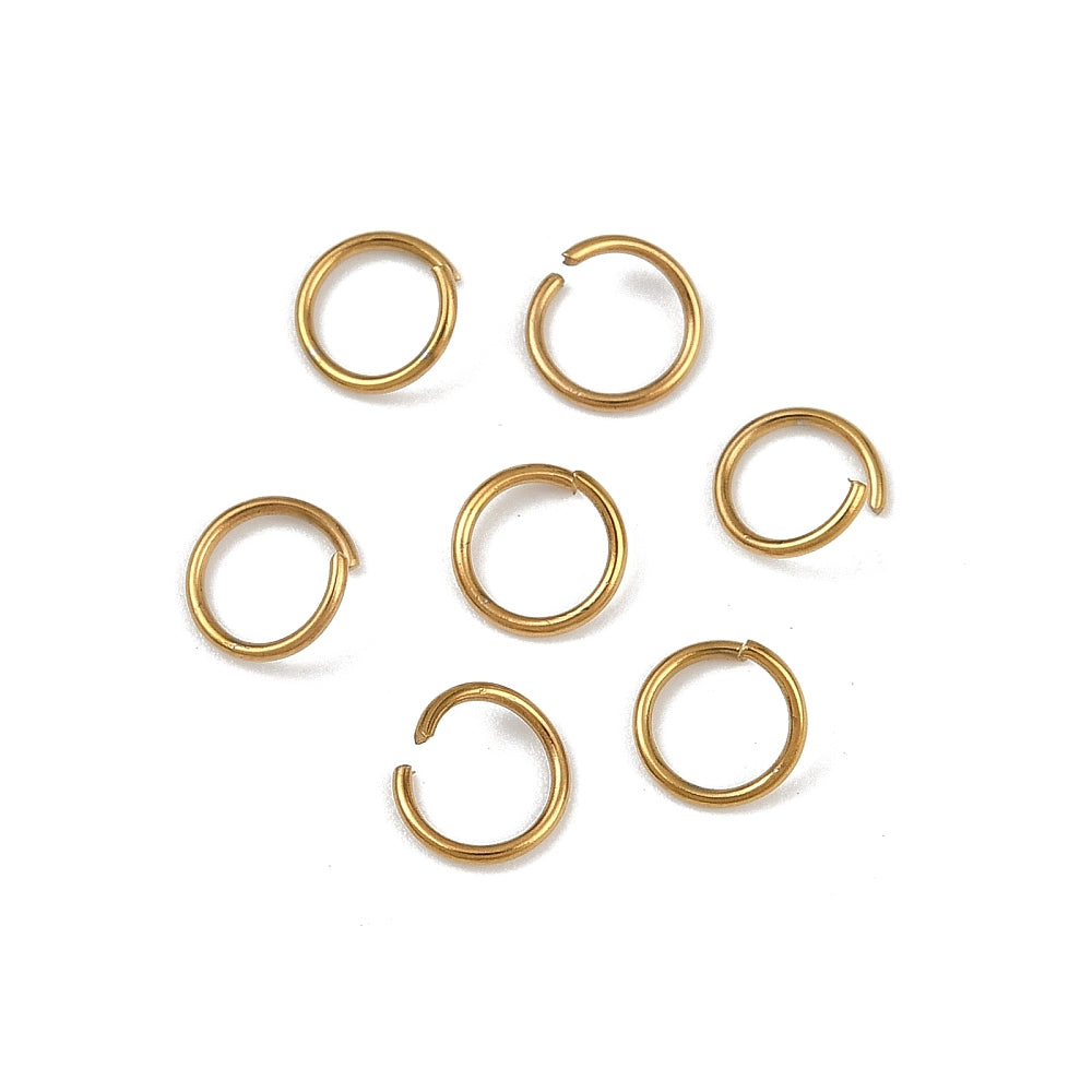 Tarnish Resistant 304-Stainless Steel Ion Plated Jump Rings 7x0.8 MM (60+ Pieces, 5 Grams) Gold Color For Jewellery Making