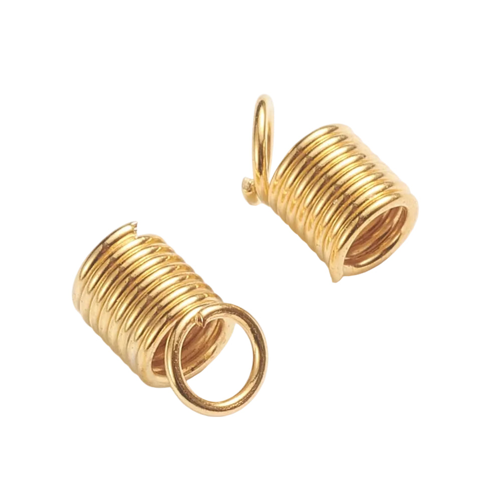 Iron End Coil Cord Guards 9x5 MM Inner Dia 3.5 MM Gold Color (50 Pieces) For Jewellery Making