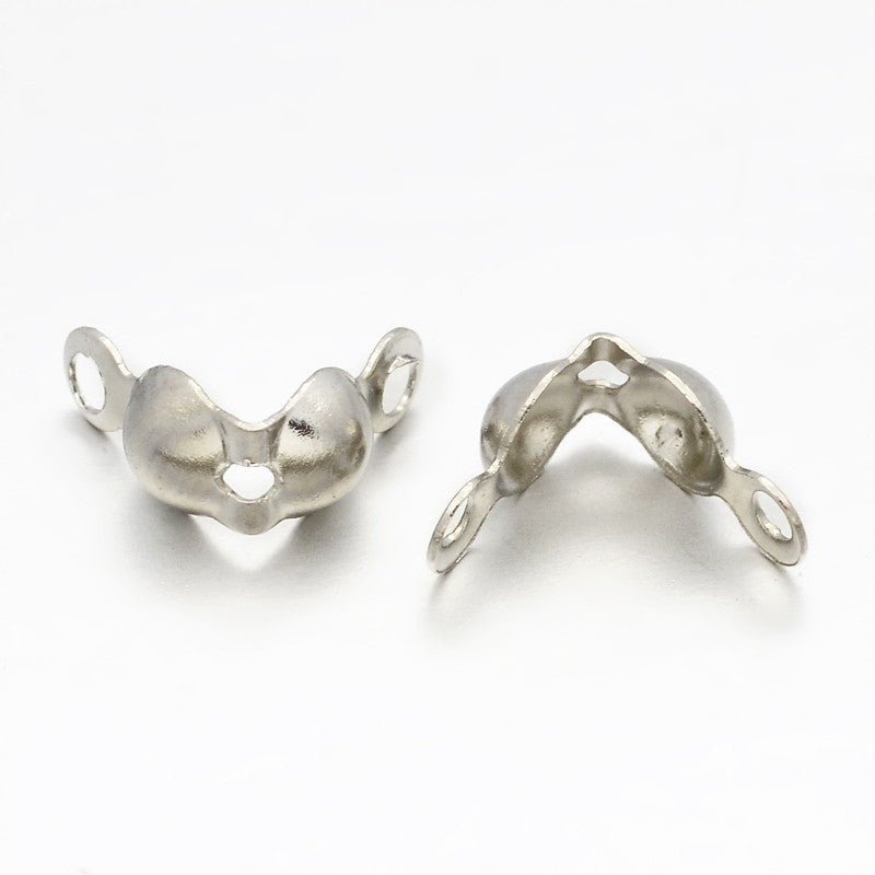 Brass Bead Tips Covers 7x4mm For Beads Upto 3mm Dia Round Bright Silver Color (20 pieces) For Jewellery Making