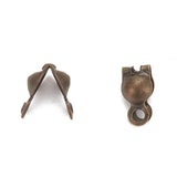 Iron Bead Tips Covers 7x4mm For Beads Upto 3mm Dia Round Antique Bronze Color (20 Pieces) For Jewellery Making