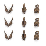 Iron Bead Tips Covers 7x4mm For Beads Upto 3mm Dia Round Antique Bronze Color (20 Pieces) For Jewellery Making