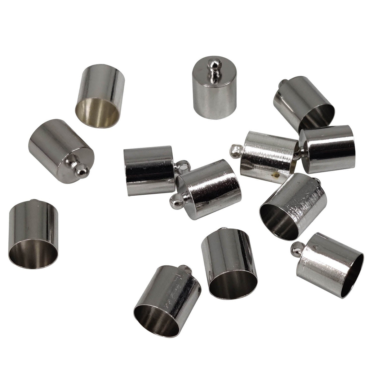 Brass End Cords Caps 13x9 MM With Inner Size 8 MM (10 Pieces) Bright Silver Color For Jewellery Making Crafts Fabric Accessories [ac-jwlsupp-00023-m7]