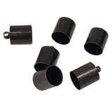 Brass End Cords Caps 13x9 MM With Inner Size 8 MM (10 Pieces) Black Metal Color For Jewellery Making Crafts Fabric Accessories [ac-jwlsupp-00023-m8]