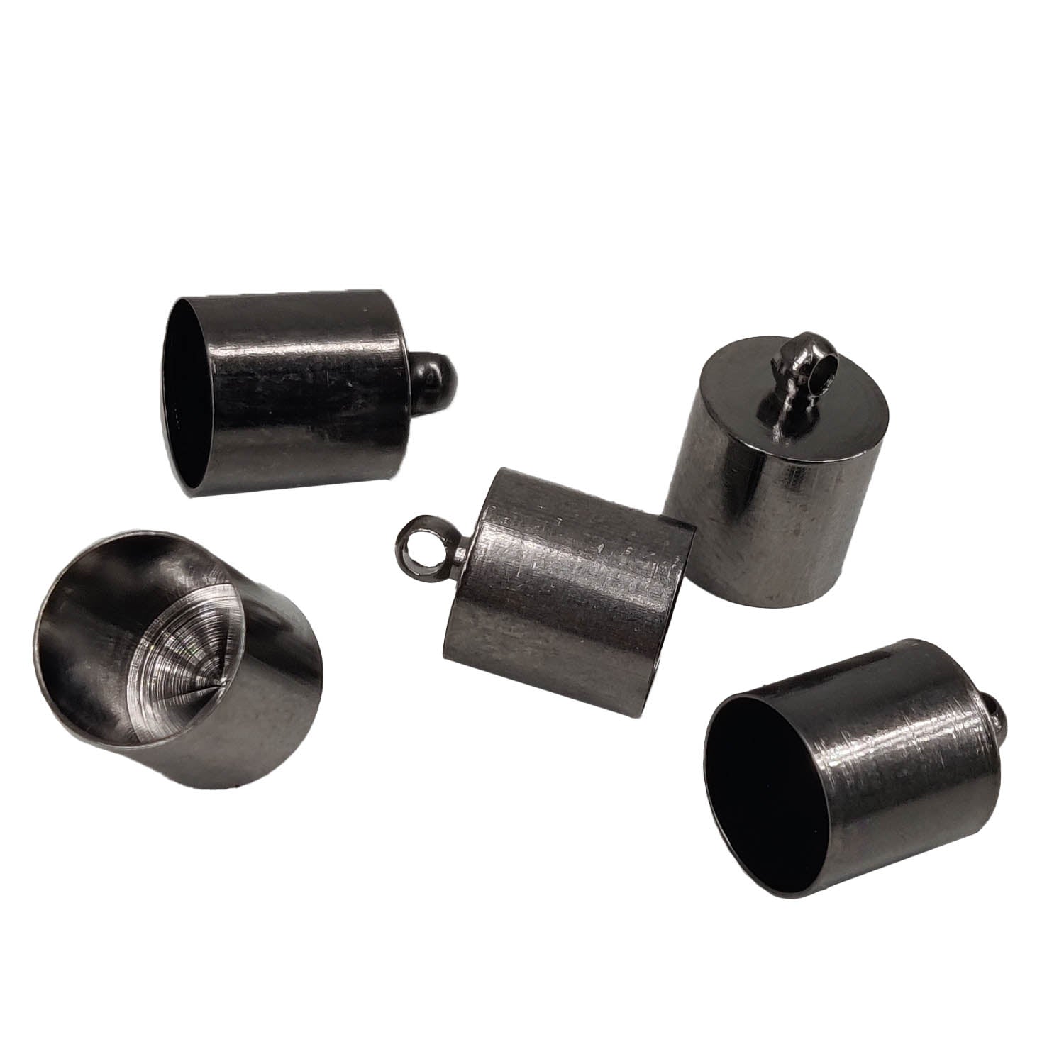 Brass End Cords Caps 13x9 MM With Inner Size 8 MM (10 Pieces) Black Metal Color For Jewellery Making Crafts Fabric Accessories [ac-jwlsupp-00023-m8]