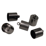 Brass End Cords Caps 13x9 MM With Inner Size 8 MM (10 Pieces) Black Metal Color For Jewellery Making Crafts Fabric Accessories [ac-jwlsupp-00023-m8]