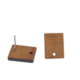 Wooden Stud Earring Bases With Tarnish Resistant 304-Stainless Steel Pins (4 Pieces) 15x11 MM Rectangle Walnut Wood Color For Jewellery Making [ac-jwlsupp-00030-m4]