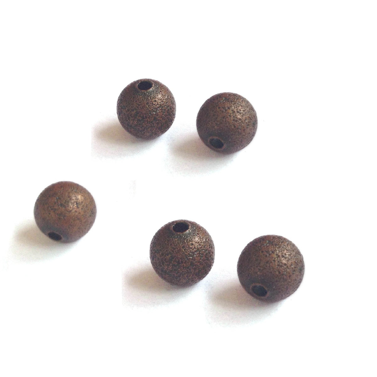 Brushed Metallic Acrylic Beads 6 MM Hole:1MM Antique Copper Color Round For Jewellery Making DIY Crafts Bracelets