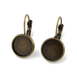 Vintage Brass Leverback Cabochon Earring Bases (Holds 18 MM Round Embellishments) Antique Bronze Color (Pack Of 4 PCs)