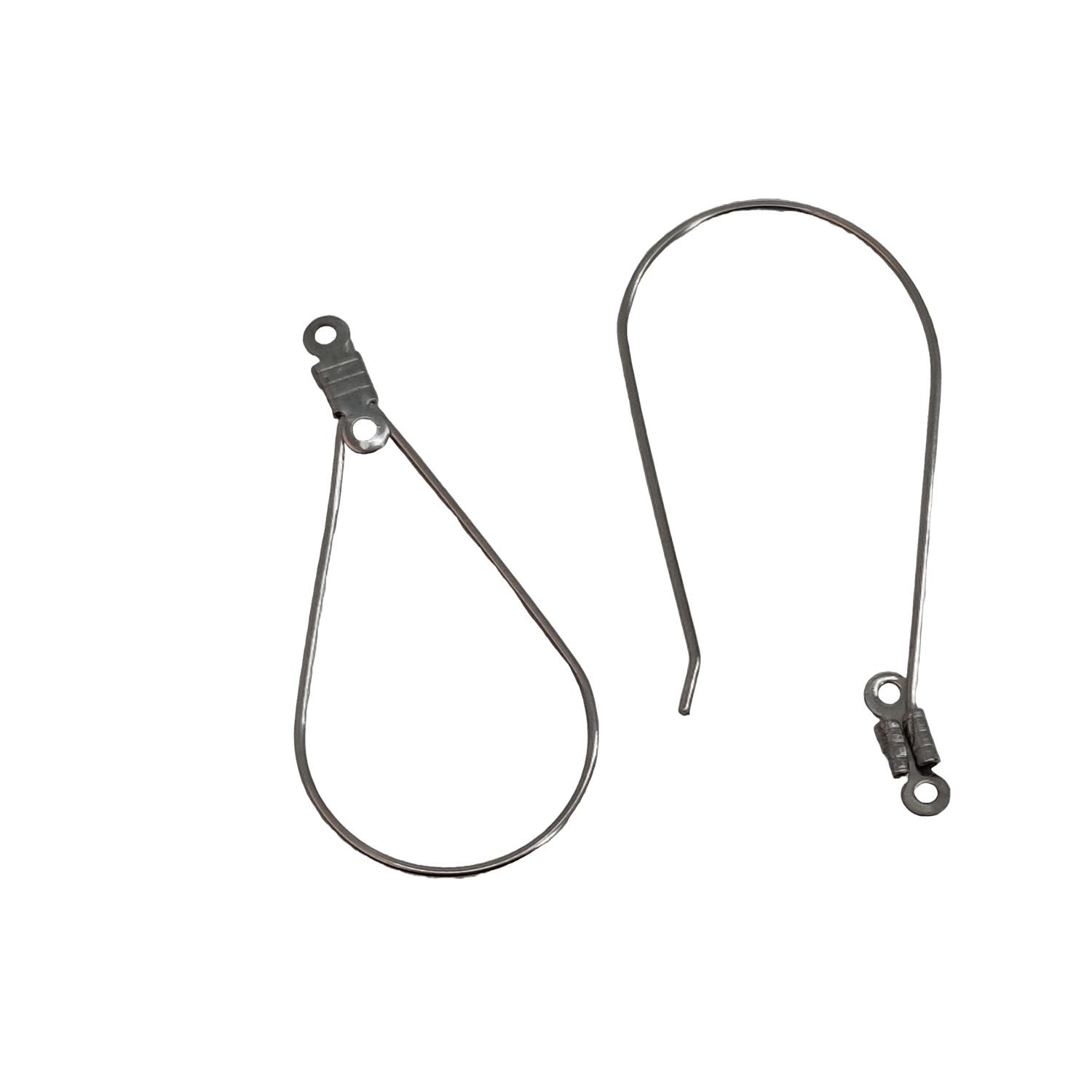 Tarnish Resistant 304-Stainless Steel Hoop Earring Hook 35x17x1 MM (10 Pieces) Drop Silver Color For Jewellery Making [ac-jwlsupp-00034-m10]