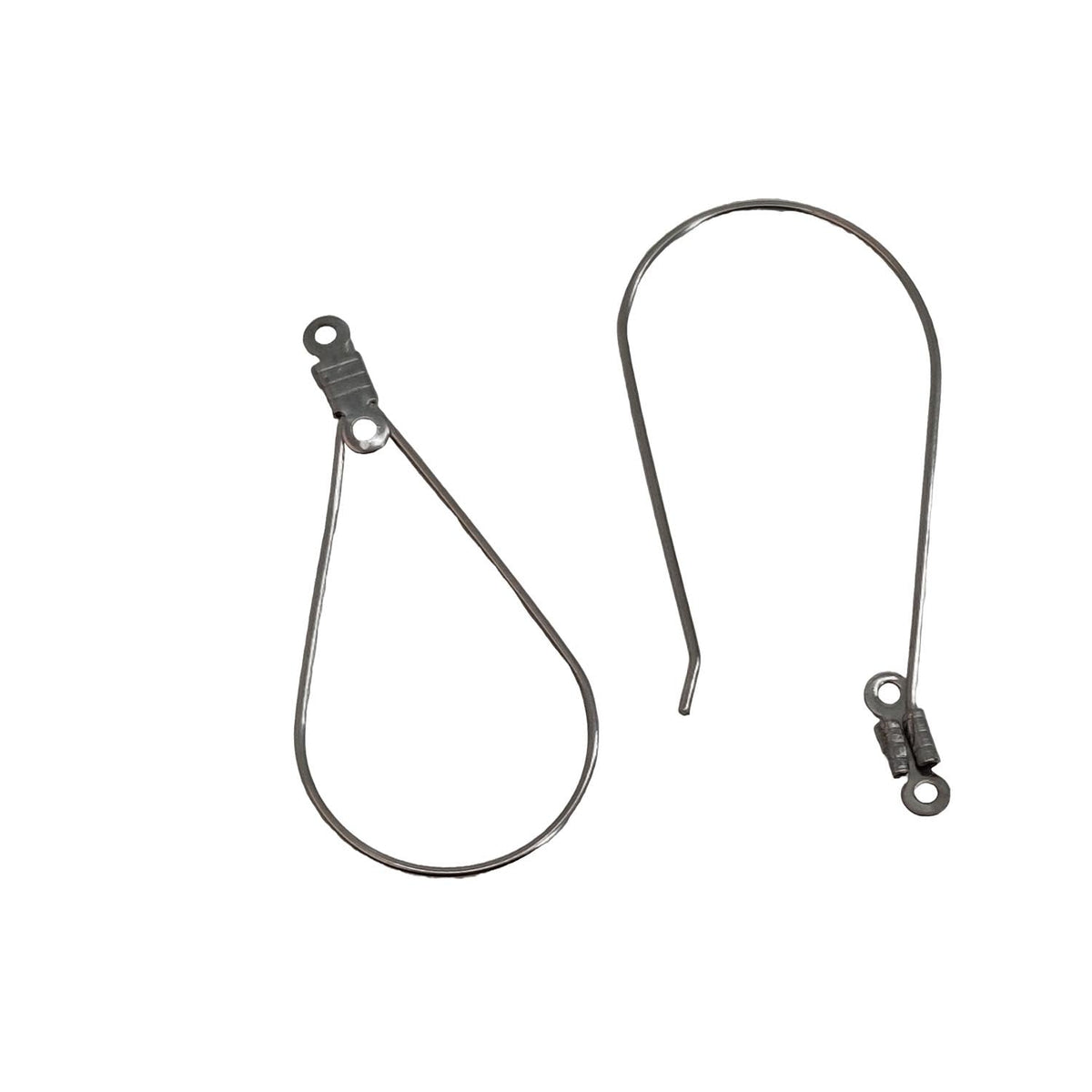 Tarnish Resistant 304-Stainless Steel Hoop Earring Hook 35x17x1 MM (10 Pieces) Drop Silver Color For Jewellery Making [ac-jwlsupp-00034-m10]