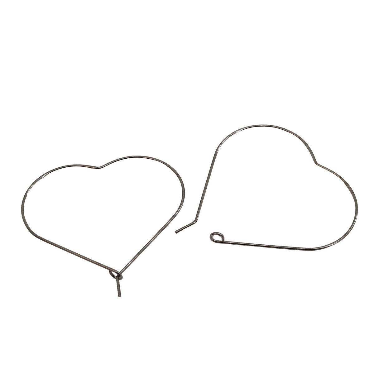 Tarnish Resistant 304-Stainless Steel Hoop Earring Hook 40x0.7 MM (10 Pieces) Heart Silver Color For Jewellery Making [ac-jwlsupp-00034-m13]