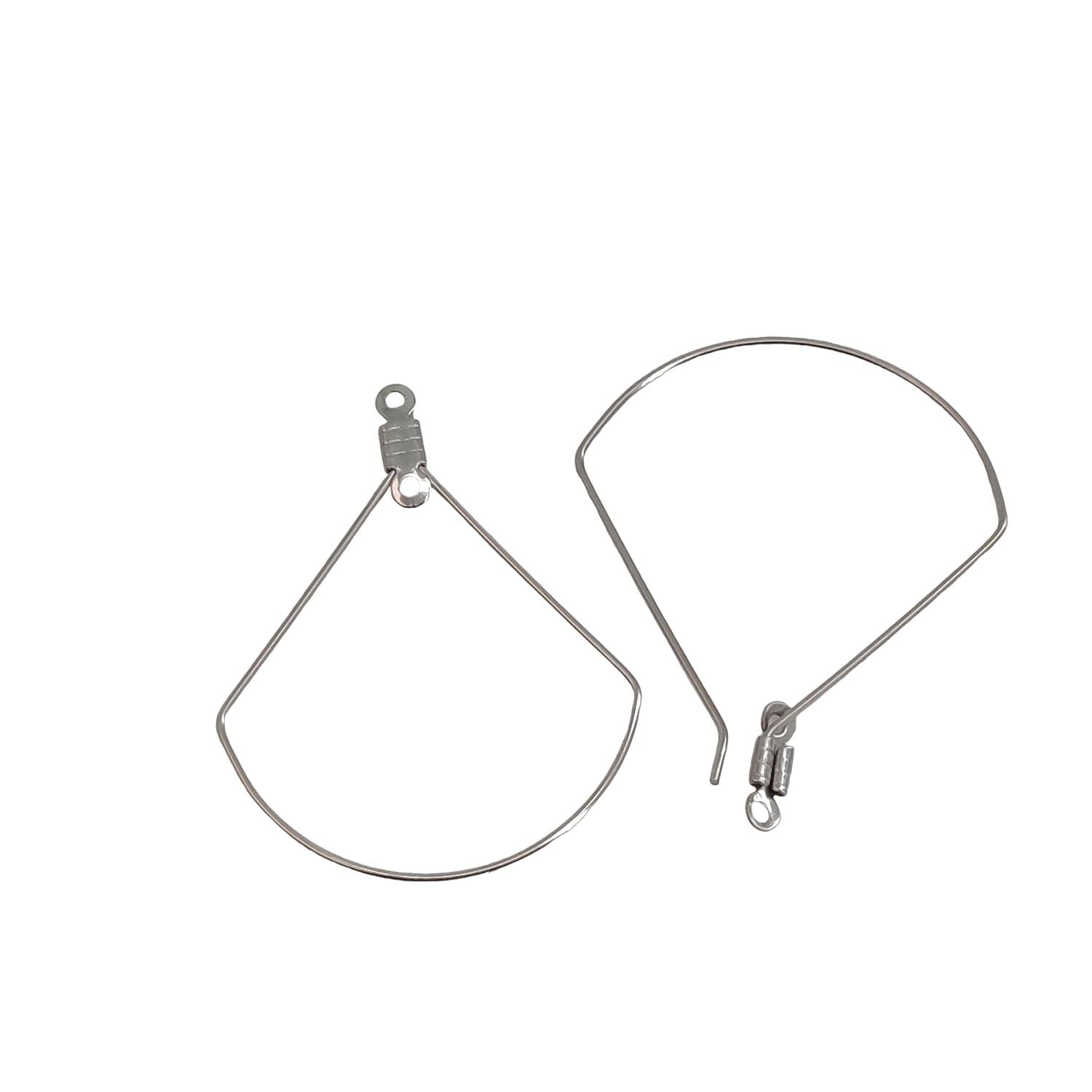 Tarnish Resistant 304-Stainless Steel Hoop Earring Hook 36x32x0.7 MM (10 Pieces) Fan Silver Color For Jewellery Making [ac-jwlsupp-00034-m14]