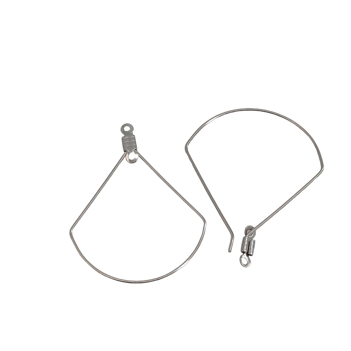 Tarnish Resistant 304-Stainless Steel Hoop Earring Hook 36x32x0.7 MM (10 Pieces) Fan Silver Color For Jewellery Making [ac-jwlsupp-00034-m14]