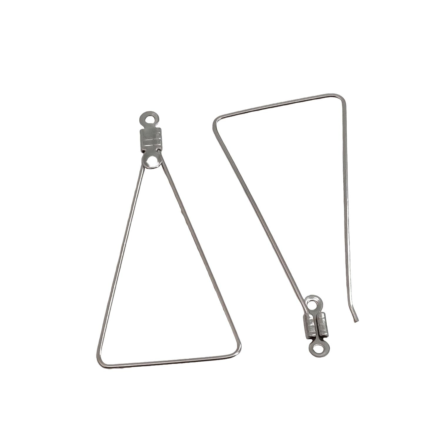 Tarnish Resistant 304-Stainless Steel Hoop Earring Hook 35x21x1 MM (10 Pieces) Triangle Silver Color For Jewellery Making [ac-jwlsupp-00034-m15]