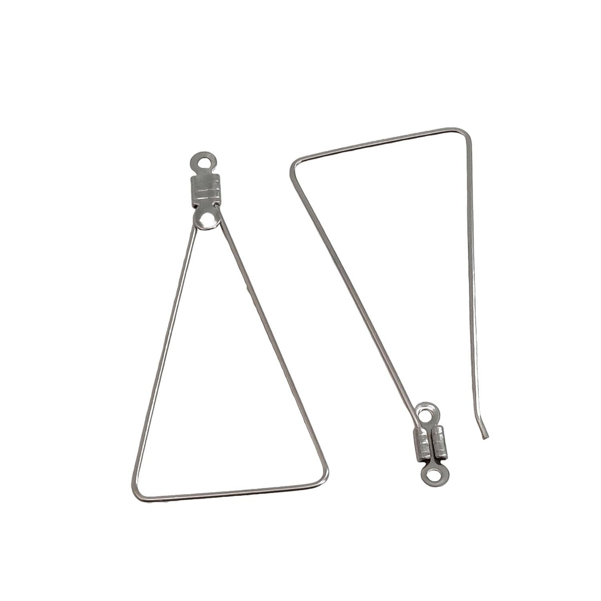 Tarnish Resistant 304-Stainless Steel Hoop Earring Hook 35x21x1 MM (10 Pieces) Triangle Silver Color For Jewellery Making [ac-jwlsupp-00034-m15]