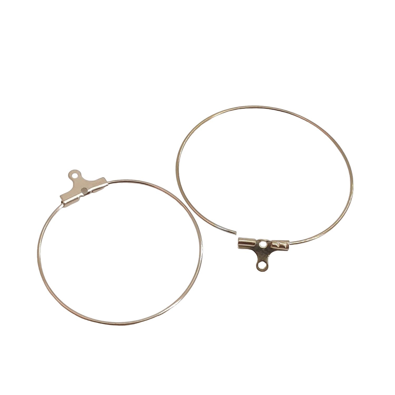 Tarnish Resistant 304-Stainless Steel Hoop Earring Hook 31x0.8 MM (10 Pieces) Round Rose Gold Color For Jewellery Making [ac-jwlsupp-00034-m18]