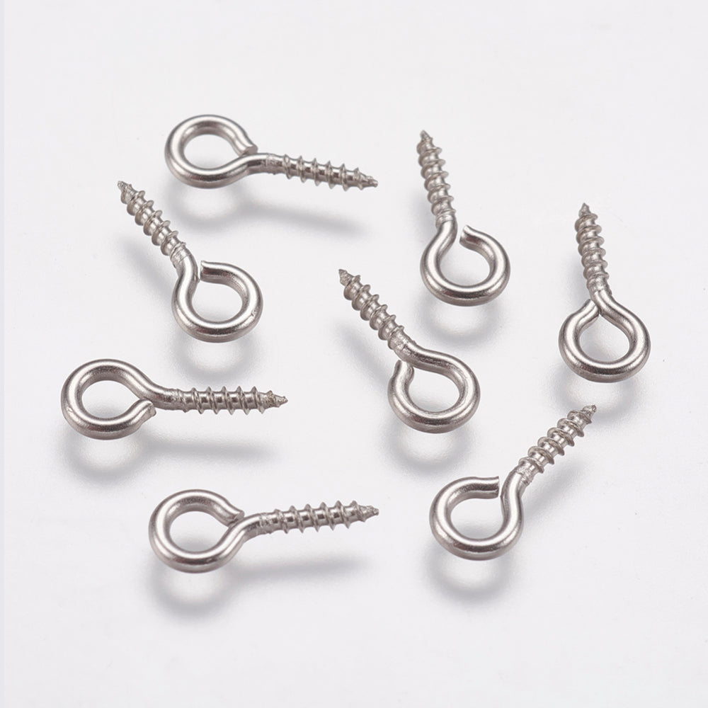 Tarnish Resistant Screw Pin Pegs Bails (5 Grams, 30-35 PCs) 304-Stainless Steel 12x5x1 MM Silver Color For Jewellery Making DIY Crafts