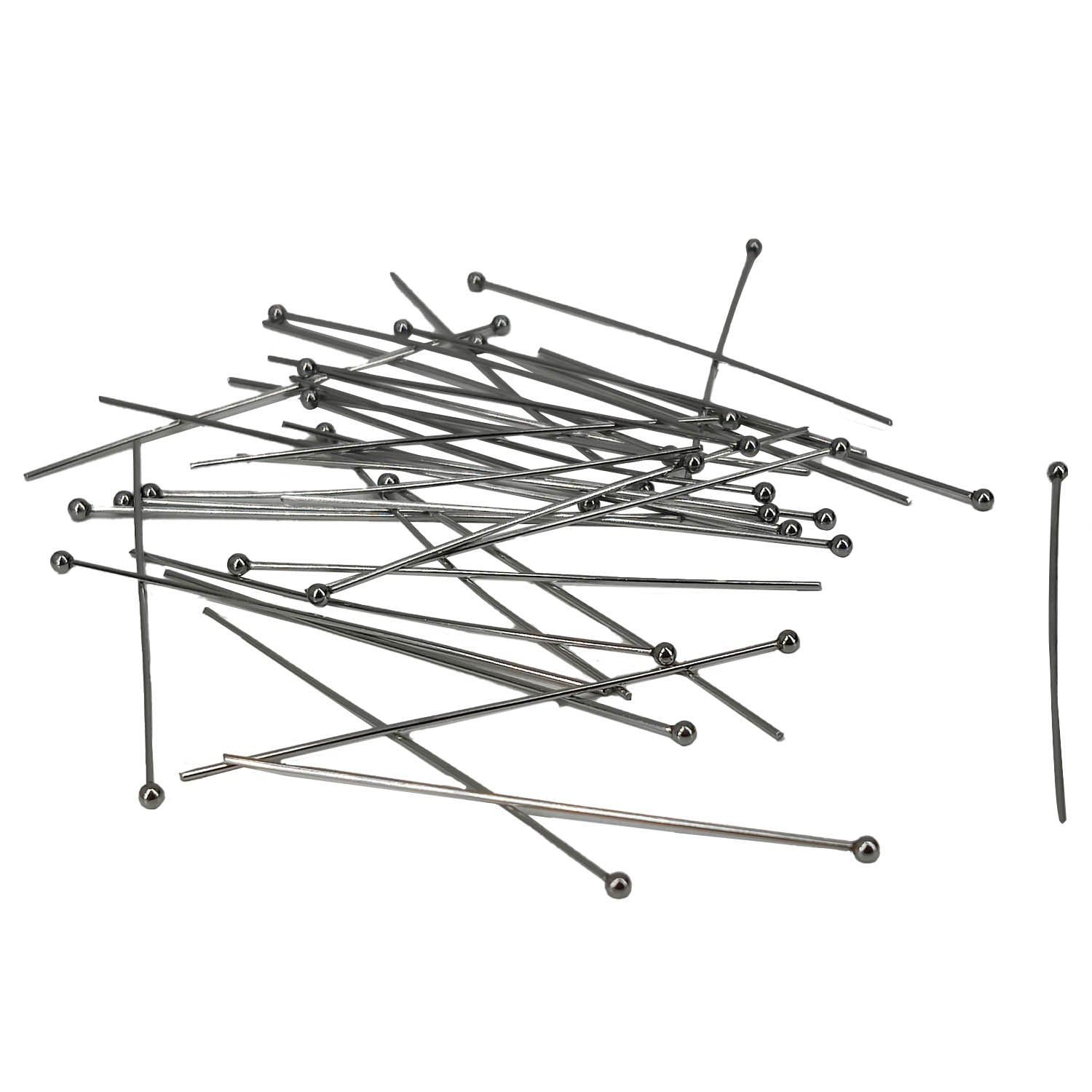 304-Stainless Steel Ball Head Pins 50x0.7 MM (10 Grams, 55 to 60 Pieces) 21 Gauge Tarnish Resistant Silver Color For Jewellery Making Crafts [ac-jwlsupp-00046-m1]