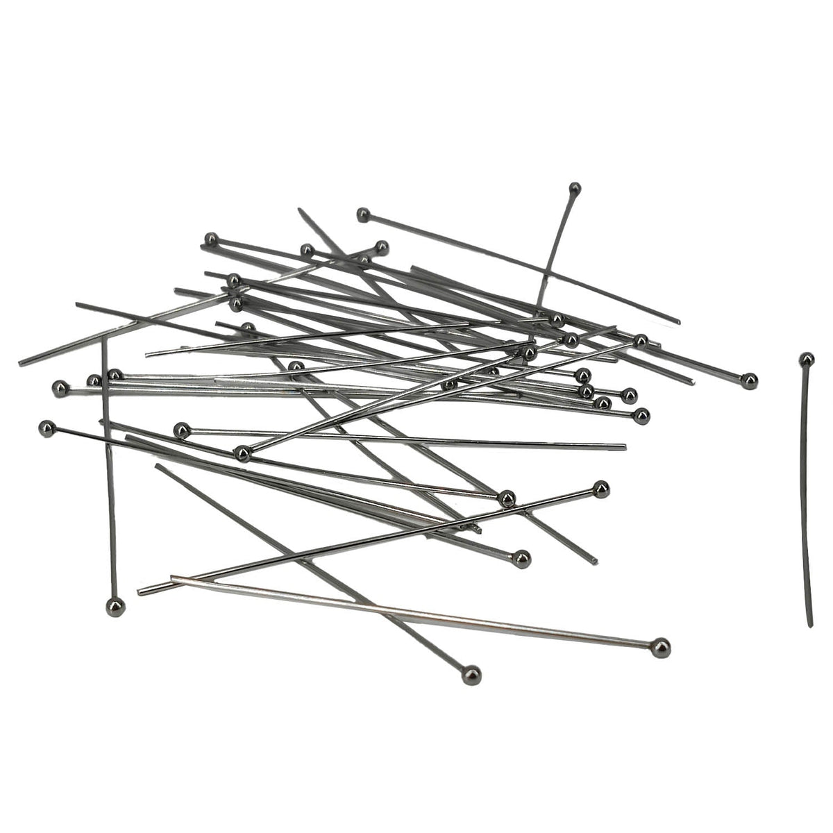 304-Stainless Steel Ball Head Pins 50x0.7 MM (10 Grams, 55 to 60 Pieces) 21 Gauge Tarnish Resistant Silver Color For Jewellery Making Crafts [ac-jwlsupp-00046-m1]