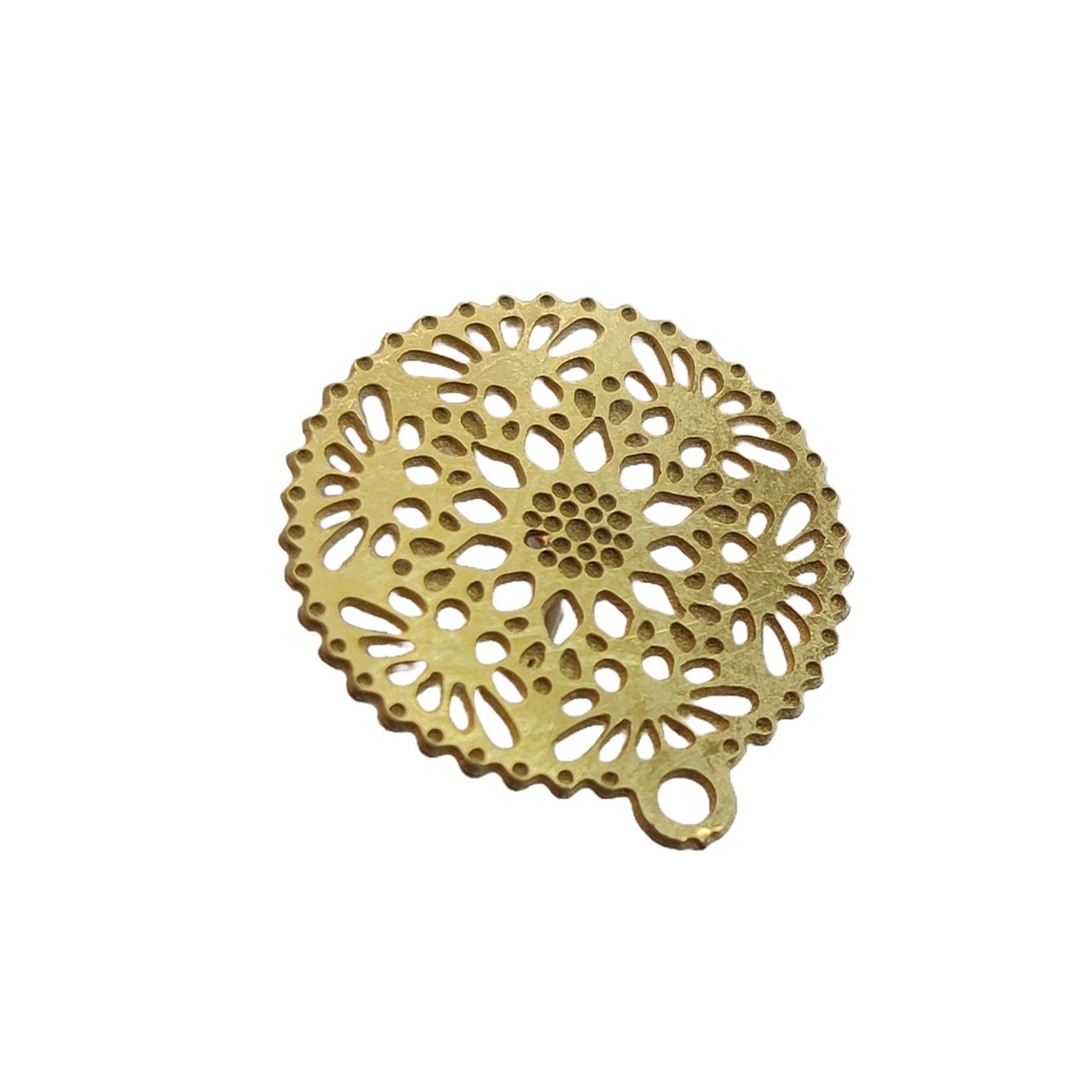 Tarnish Resistant 304-Stainless Steel Earring Studs Bases With Stoppers (4 Pieces) 15 MM Flower Gold Color For Jewellery Making [ac-jwlsupp-00047-m11]