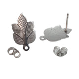 Tarnish Resistant 304-Stainless Steel Earring Studs Bases With Stoppers (4 Pieces) 17x10 MM Leaf Silver Color For Jewellery Making [ac-jwlsupp-00047-m3]