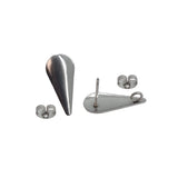 Tarnish Resistant 304-Stainless Steel Earring Studs Bases With Stoppers (4 Pieces) 20x8 MM Drop Silver Color For Jewellery Making [ac-jwlsupp-00047-m8]
