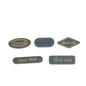 Wooden Handmade Word Printed Tags (5 PCs, 25-35 MM, Mixed Shapes) For embossing knitting sewing patchwork labelling bags wallets clothing accessories