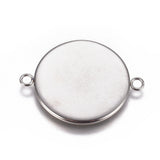 Tarnish Resistance 304-Stainless Steel Cabochon Pendant Base Connectors (Holds 25 MM Round Embellishments, Pack of 2) Bezel Blanks Silver Color