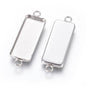 Tarnish Resistance 304-Stainless Steel Cabochon Pendant Base Connectors (Holds 25x10 MM Rectangle Embellishments, Pack of 2) Bezel Blanks Silver Color