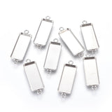Tarnish Resistance 304-Stainless Steel Cabochon Pendant Base Connectors (Holds 25x10 MM Rectangle Embellishments, Pack of 2) Bezel Blanks Silver Color