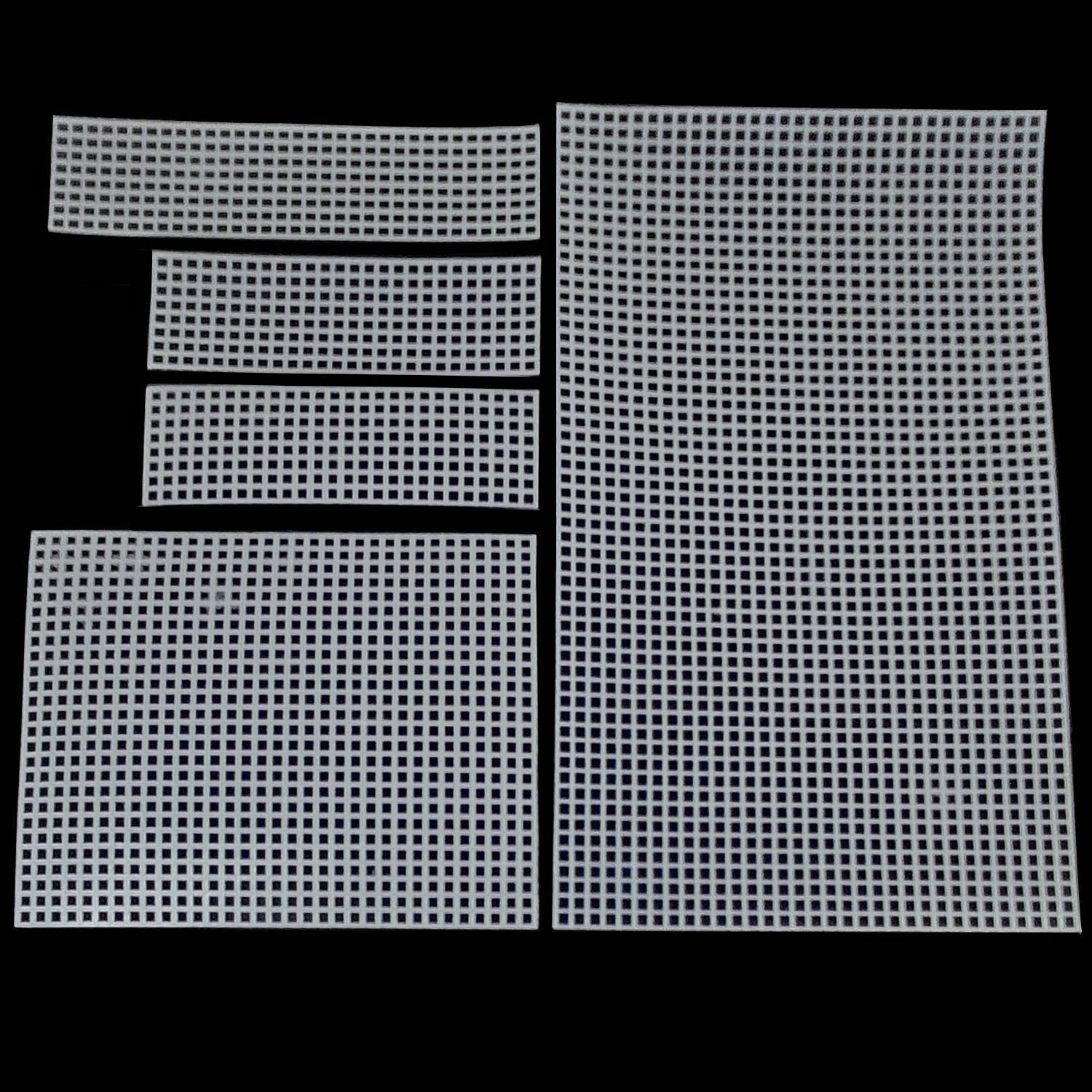 Embroidery Canvas Mesh Plastic Sheets (5 PC Set, 7 to 12.5 Inch Long) Hole 4x4mm Bag Purse Bottom Side Padding Rectangle White For Cross Stitching