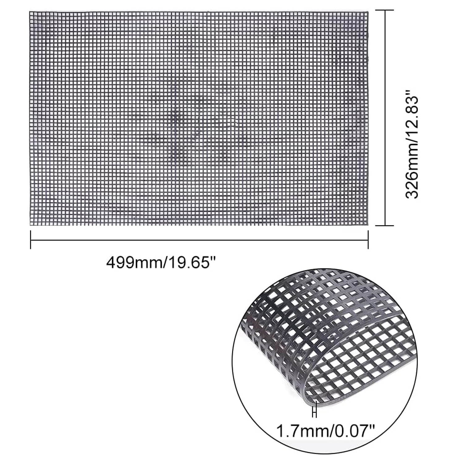Embroidery Canvas Mesh Plastic Sheets 17x19.5 Inch (1 Sheet) Hole 4x4mm For Bag Purse Bottom Side Padding Rectangle Black For Cross Stitching Knitting