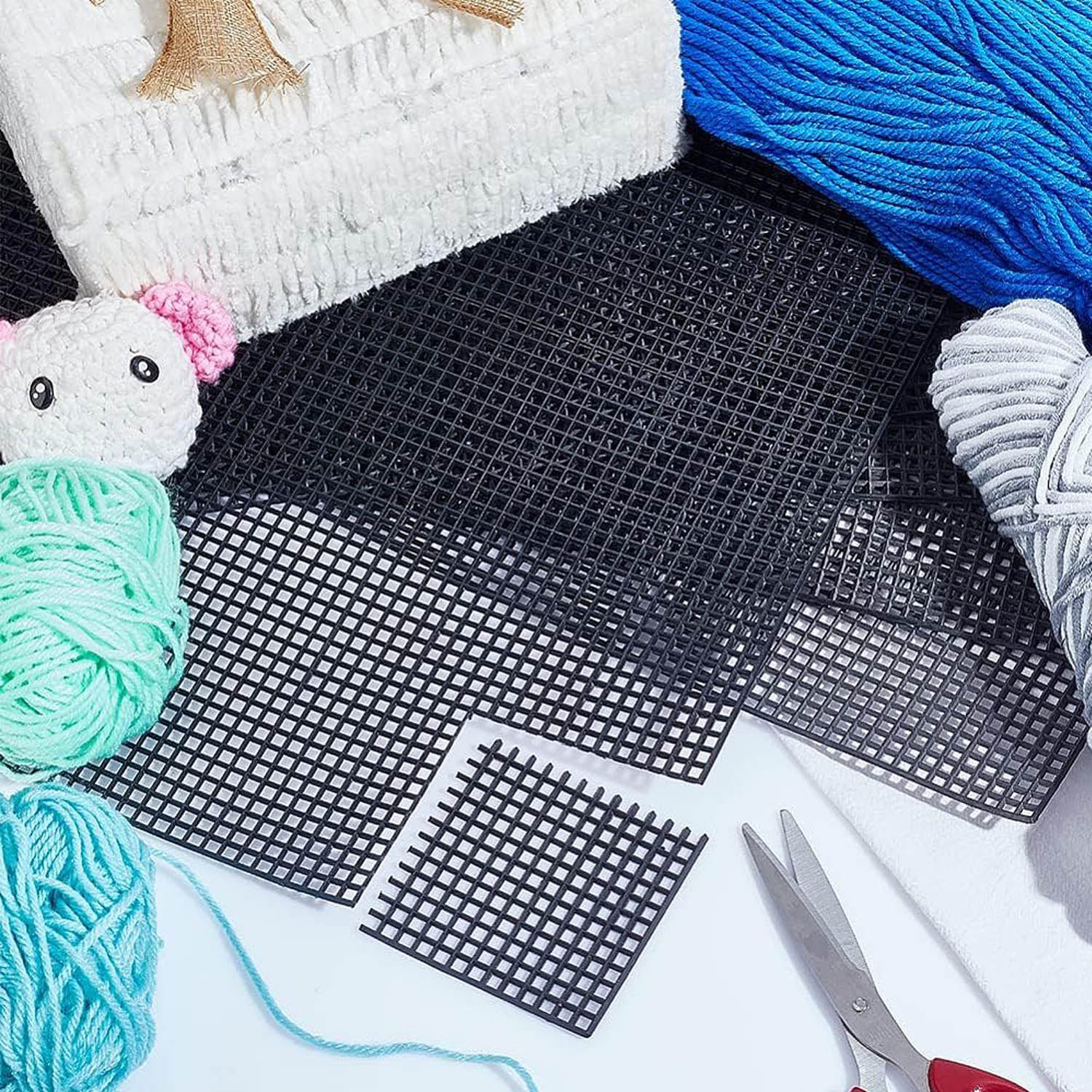 Embroidery Canvas Mesh Plastic Sheets 17x19.5 Inch (1 Sheet) Hole 4x4mm For Bag Purse Bottom Side Padding Rectangle Black For Cross Stitching Knitting