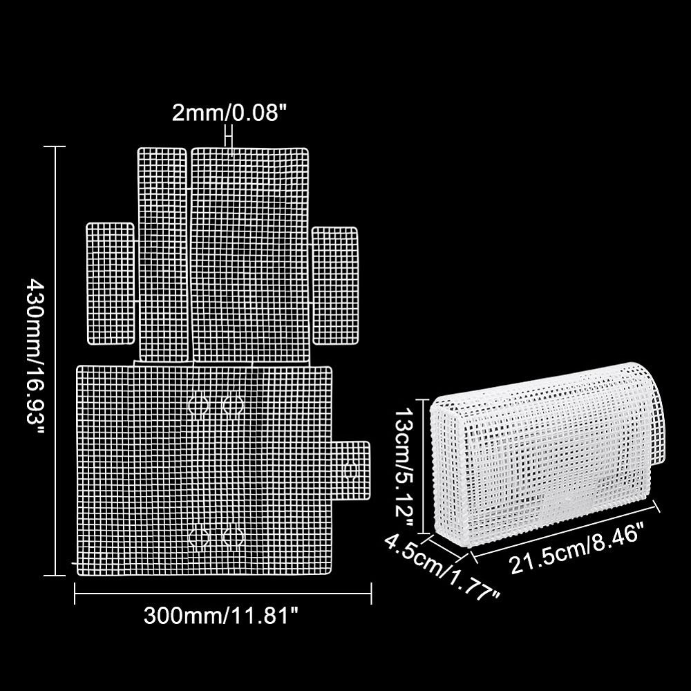 Embroidery Canvas Mesh Plastic Sheets 12x17 Inch (1 Sheet) Hole 4x4mm For Bag Purse Tote Making Rectangle White For Cross Stitching Knitting [ac-sewsupp-00006-m34]