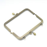 Bag Making Frame 7x3.25 Inch (1 PC) with Kisser Slide Lock Clasp Antique Bronze Color Metal Iron for DIY Purse Clutch Replacement Accessories [ac-sewsupp-00007-m18]