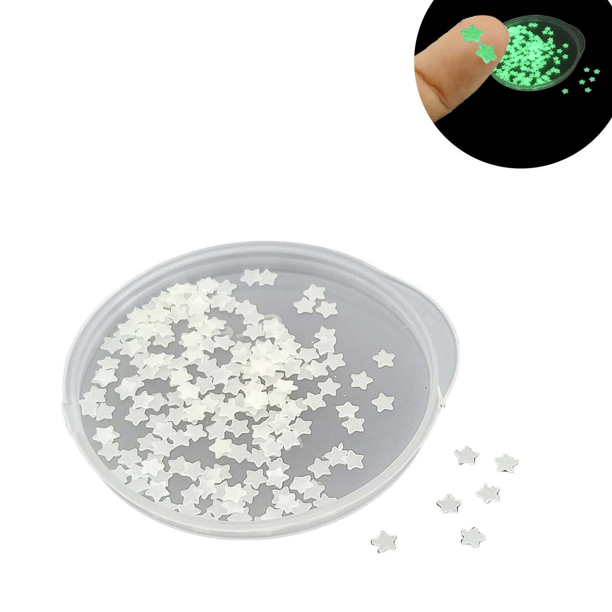 Glow In the Dark Sequins (2 Grams, 1400+ Pieces) 2.5x2.5x0.2 MM Star Decorative Radium Fluorescent Pailletes For DIY Crafts Garments Nails