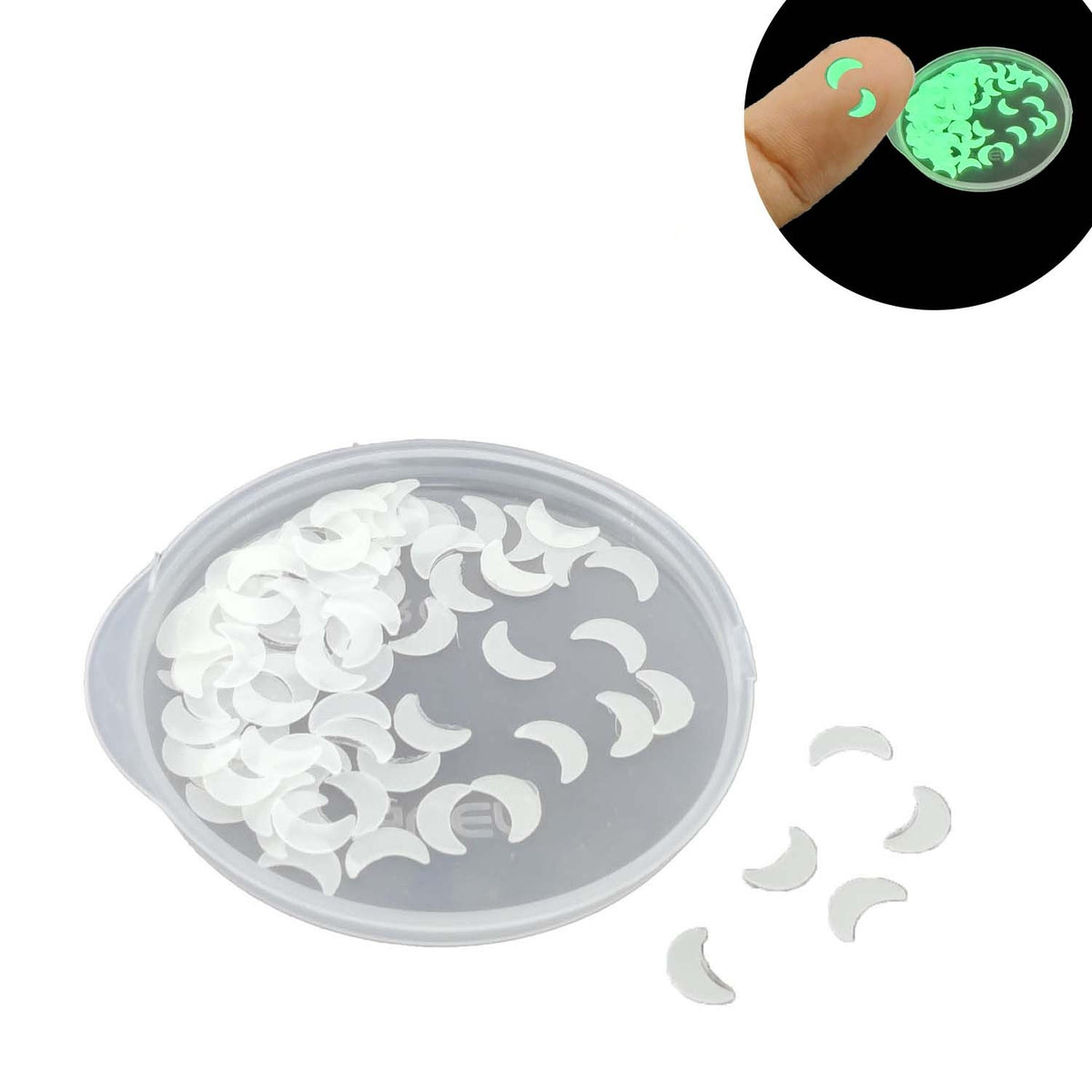 Glow In the Dark Sequins (2 Grams, 400+ Pieces) 5x3x0.2 MM Moon Decorative Radium Fluorescent Pailletes For DIY Crafts Garments Nails
