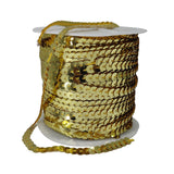 Sequins Chain Rolls (10 Meters) Golden Yellow 6 MM Round Paillettes For Sewing Accessories Garment Ornament Decorative Embellishments [ac-sewsupp-00010-m16]