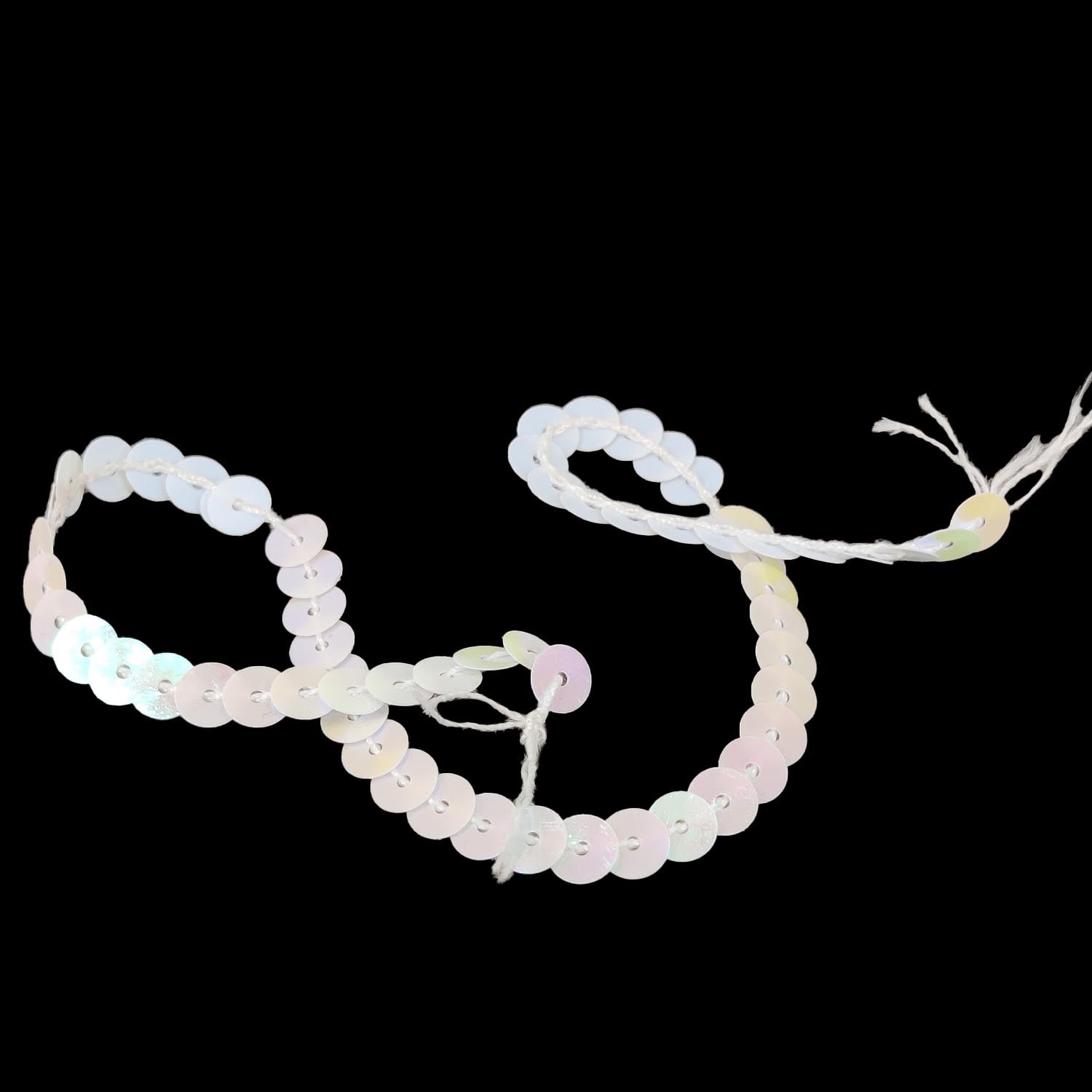 Sequins Chain Rolls (10 Meters) Shine Reflective White 6 MM Round Paillettes For Sewing Accessories Garment Ornament Decorative Embellishments [ac-sewsupp-00010-m8]