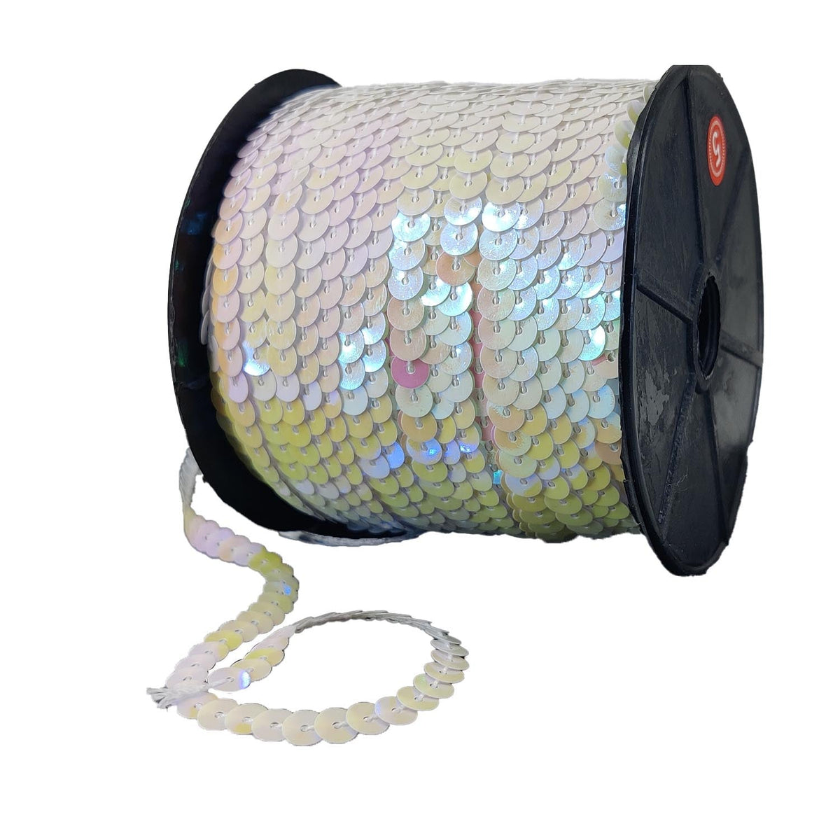 Sequins Chain Rolls (10 Meters) Shine Reflective White 6 MM Round Paillettes For Sewing Accessories Garment Ornament Decorative Embellishments [ac-sewsupp-00010-m8]