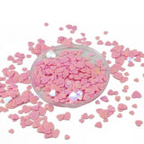 Plastic Sequins (2000+ Pieces, 10 GMs Wt) Mixed Sizes 3-5 MM Long x 0.4 MM Thick No Hole Pink Heart Paillettes For Sewing Garment Embellishments [ac-sewsupp-00011-m1]